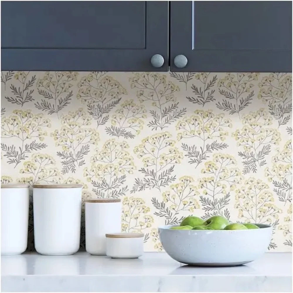 1 Roll NuWallpaper Yellow Wethersfield Peel and Stick Wallpaper